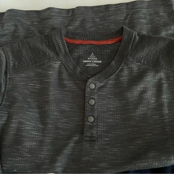 Prana Henley Tee Heathered Gray Size Small Long Sleeve - Picture 4 of 8